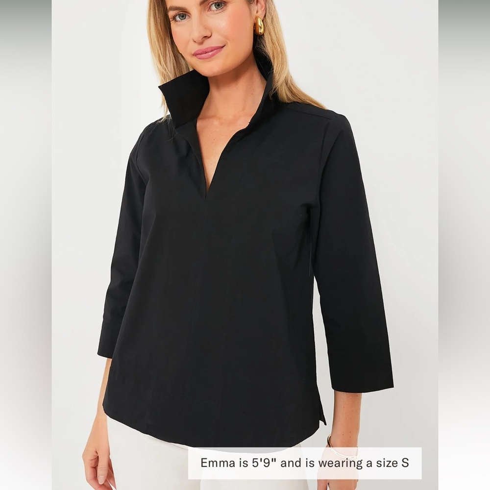 Black Sullivan Stand Collar Blouse - Picture 1 of 11